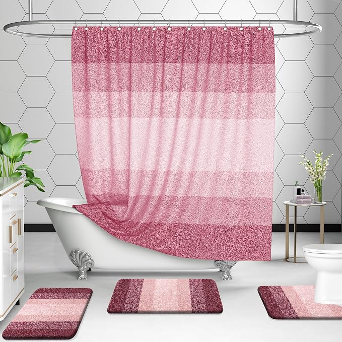 OLANLY Micorfiber Bathroom Rug Set 2 Piece, 30"x20"+24"x16" | Red, Soft Absorbent Bath Rug Set, Non-Slip, Machine Wash Dry, Plush Shaggy Bath Mats for Bathroom