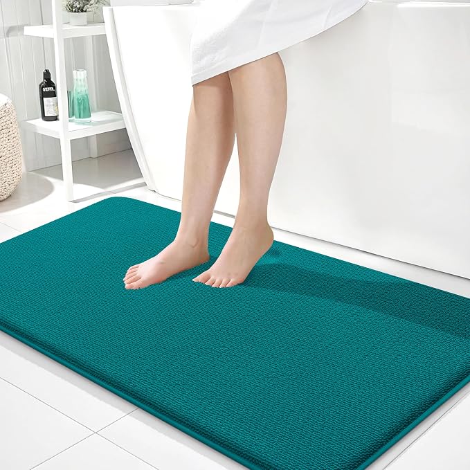 OLANLY Memory Foam Bathroom Runner Rug 44x24, Absorbent Long Mat, Deep Lake | Soft Quick Dry Bath Rugs, Non-Slip Carpet, Machine Washable Mat for Bathroom Floor, Tub and Shower, Home Decor Accessories