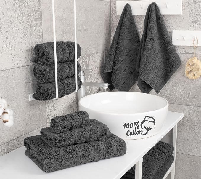 American Soft Linen 100% Cotton Luxury Turkish Towels, 6 Piece Towel Set | Soft Absorbent Quick Dry OEKO Tex Standard 100 Certificated Durable Machine Washable Premium Hotel Quality