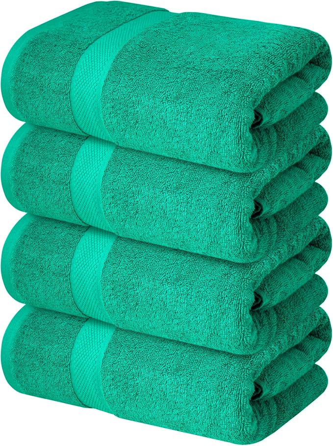 Infinitee Xclusives 100% Ring-Spun Cotton Bath Towels for Bathroom - Pack 4 | Luxury Super Soft, Absorbent & Quick-Drying |27x54 inches| Large Bathroom Towels Set |600 GSM| Gym, Shower, Spa & Hotel Use