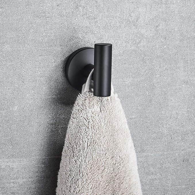 MARMOLUX ACC - Towel Hook Black Bathroom Single Coat Hooks Bath Kitchen Small Hand Towel Holder Hat Door Hanger Rack Home Storage Stainless Steel Bathroom Hardware Set Wall Mount Matte Black