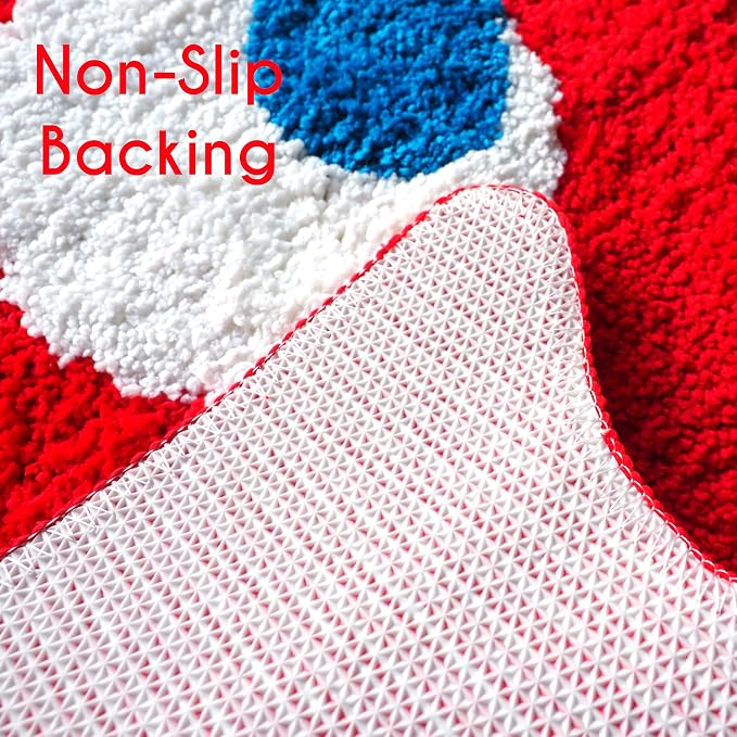 Evovee Red Bathroom Rugs Cute Bath Mat Funny Decor Shower Red Rugs Funky Bedroom Aesthetic Fun Round Preppy Cool Apartment College Novelty Washable Bathmat Game Room Retro