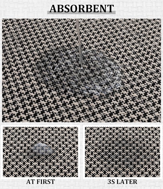YIHOUSE Thin Bath Mat Black Bathroom Rugs Sets 2 Pieces, Non Slip Absorbent Mats Quick Dry, Woven Rugs Washable, Tapetes para Baño for Bathroom Toliet,Bathtub(17"x24"+17"x32")