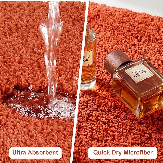Bathroom Rugs Sets 2 Piece Non Slip Washable Bath Mat Set | Soft Absorbent bathroom mat set Microfiber bathroom floor mat Rubber Backed bath rug set for Floor, Tub and Shower