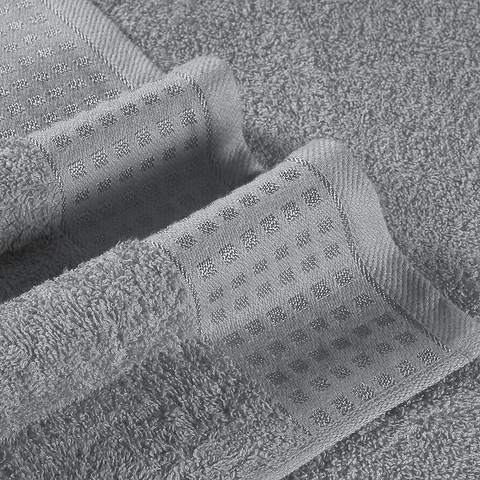 GLAMBURG 100% Cotton 2 Pack Oversized Bath Towel Set 28x55 Inches, Ultra Soft Highly Absorbant Compact Quickdry & Lightweight Large Bath Towels, Ideal for Gym Travel Camp Pool - Light Grey