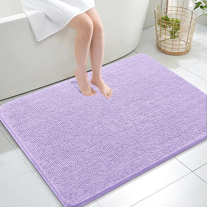 OLANLY Large Bathroom Rugs 40x32, Extra Soft Absorbent Chenille Bath Rugs | Lavender, Quick-Drying Rubber Backing, Machine Washable Bath Mat for Bathroom Floor, Tub and Shower, Home Decor Accessories