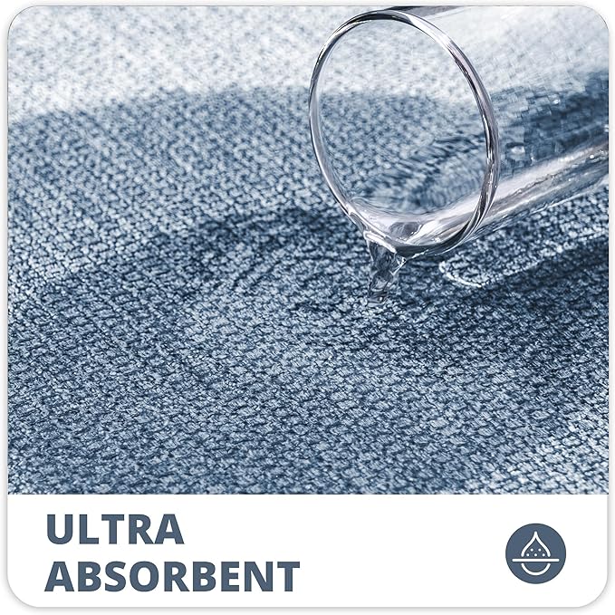 Bath Mat,Ultra Thin Bathroom Rugs,Rubber Bath Mats for Bathroom,Bath rugs | Non Slip,Quick Dry,Machine Washable,Low Pile,Absorbent,Shower Outside,Sink,Bathroom Decor Accessories.Blue,17x27Inch(2 Pack)