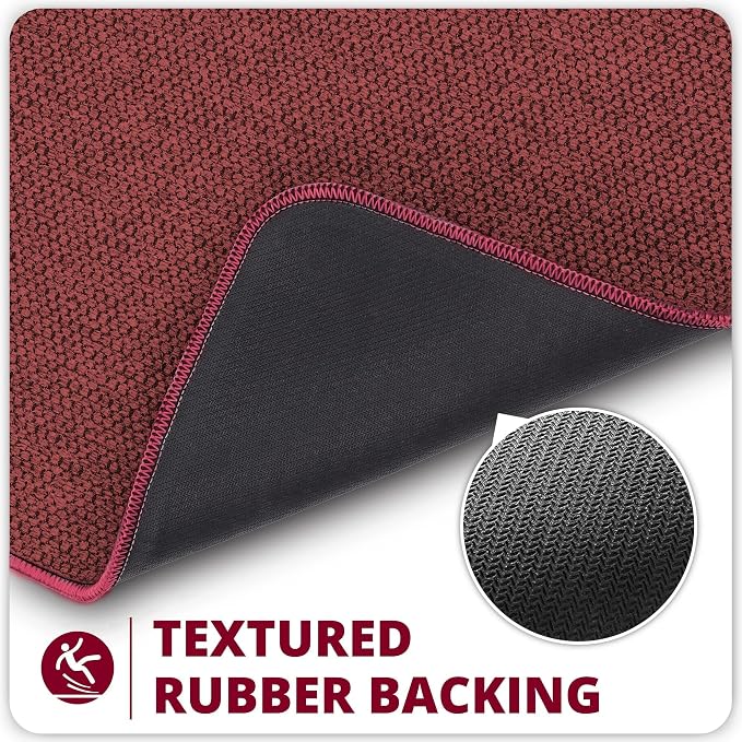 Bosap Bath Mat,Ultra Thin Bathroom Runner Rugs,Large Bath Mats for Bathroom | Quick Dry,Non-Slip,Machine Washable,Low Pile,Bath Rug,Shower Outside,Sink,Home Decor Accessories.Red,1'9"x3'11"(21x47inch)
