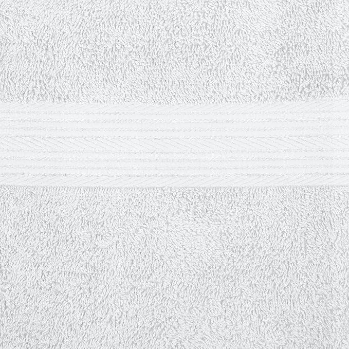 Amazon Basics 6-Piece Oversized Highly Absorbent Fade-Resistant Towel Set, 100% Cotton Towels for Bathroom, Soft, 2 Bath Towels, 2 Hand Towels, 2 Washcloths, White (Pack of 2)