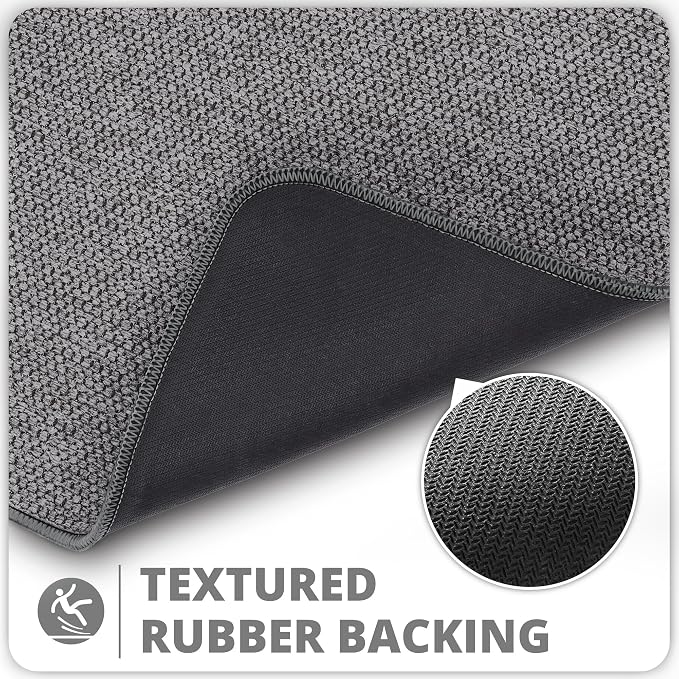 Bosap Bath Mat,Ultra Thin Bathroom Runner Rugs,Large Bath Mats for Bathroom,Quick Dry,Non-Slip,Machine Washable,Low Pile,Bath Rug,Shower Outside,Sink,Home Decor Accessories.Dark Grey,2'x6'(24x72inch)