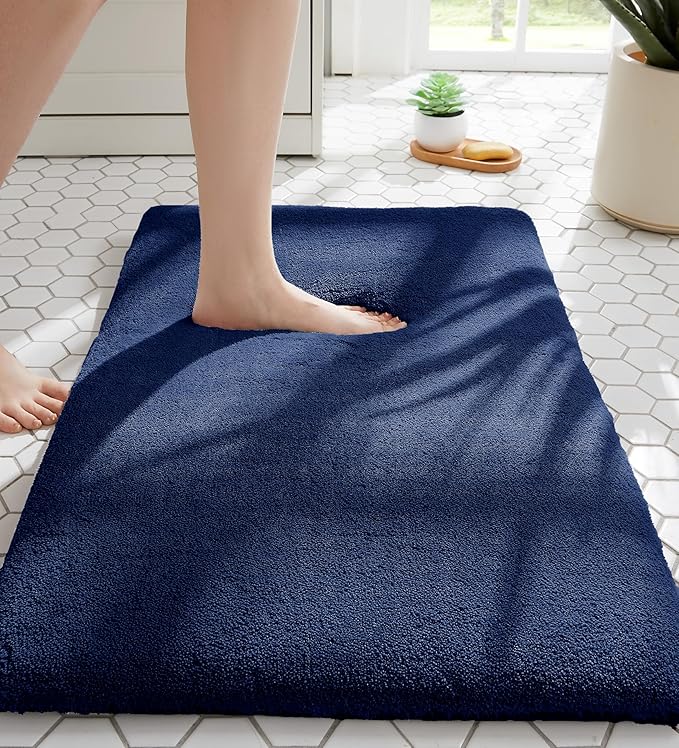 MINIDEAR Bathroom Rugs 36x24 Navy Blue - Thick Memory Foam Bath Mat, Ultra Soft & Plush Fluffy, Non-Slip, Quick Dry, Absorbent Washable Floor Microfiber Mat for, Tub, Home Decor Accessories