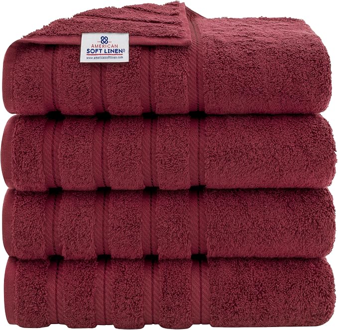 American Soft Linen 100% Cotton Luxury Turkish Towels, 4 PC Bath Towel Set | Soft Absorbent Quick Dry OEKO Tex Standard 100 Certificated Durable Machine Washable Premium Hotel Quality