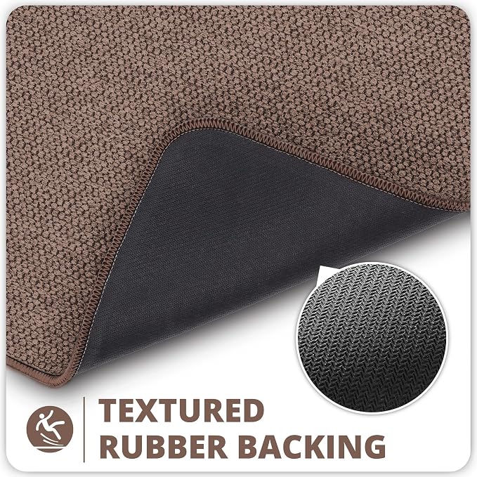 Bosap Bath Mat,Ultra Thin Bathroom Runner Rugs,Large Bath Mats for Bathroom,Quick Dry,Non-Slip,Machine Washable,Low Pile,Bath Rug,Shower Outside,Sink,Home Decor Accessories.Brown,2'x5'（24x60inch）