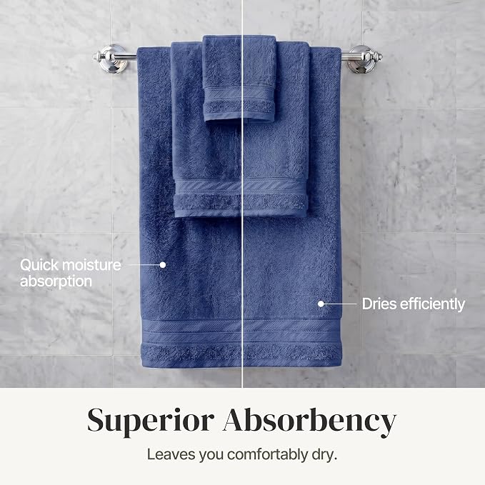 Modern Threads 4-Pack SpunLoft Bath Sheet Navy 35x66