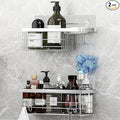 KESOL Shower Caddy and Soap Dish with Hooks Shower Shelf Organizer, No Drilling Adhesive Wall Mounted Bathroom Shelf, Rust Resistant Stainless Steel (2 Pack), Silver