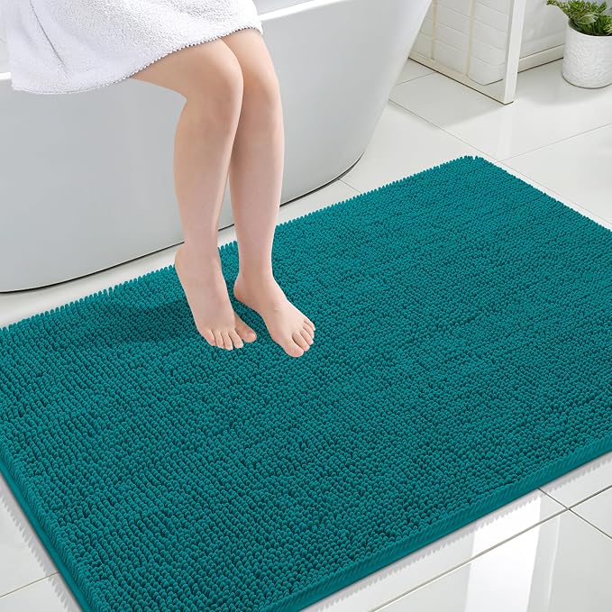 OLANLY Large Bathroom Rugs 44x32, Extra Soft Absorbent Chenille Bath Rugs | Deep Lake, Quick-Drying Rubber Backing, Machine Washable Bath Mat for Bathroom Floor, Tub and Shower, Home Decor Accessories