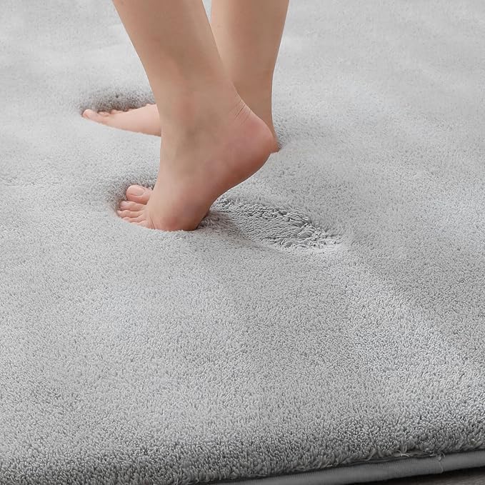 MINIDEAR Bathroom Rugs 44x24 Light Gray - Thick Memory Foam Bath Mat, Ultra Soft & Plush Fluffy, Non-Slip, Quick Dry, Absorbent Washable Floor Microfiber Mat for Tub, Home Decor Accessories