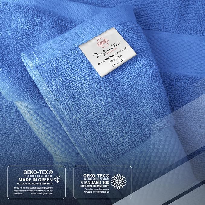 Infinitee Xclusives 100% Ring-Spun Cotton Bath Towels for Bathroom - Pack 4 | Luxury Super Soft, Absorbent & Quick-Drying |27x54 inches| Large Bathroom Towels Set |600 GSM| Gym, Shower, Spa & Hotel Use