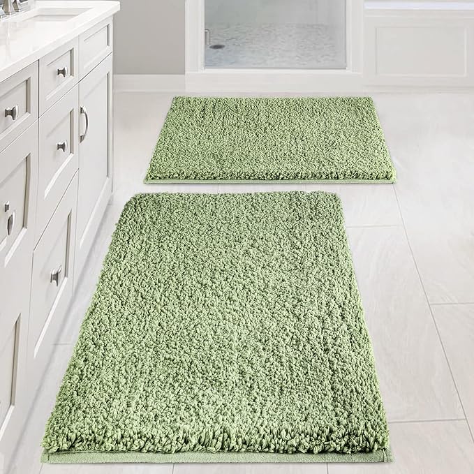 Bathroom Rugs Sets 2 Piece Non Slip Washable Bath Mat Set | Soft Absorbent bathroom mat set Microfiber bathroom floor mat Rubber Backed bath rug set for Floor, Tub and Shower