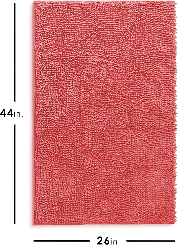 Hearth & Harbor Bathroom Rugs, Chenille Bath Mat - Machine Washable Bath Mats for Bathroom Non-Slip Backing Rubber, Quick Dry Bathroom Mat