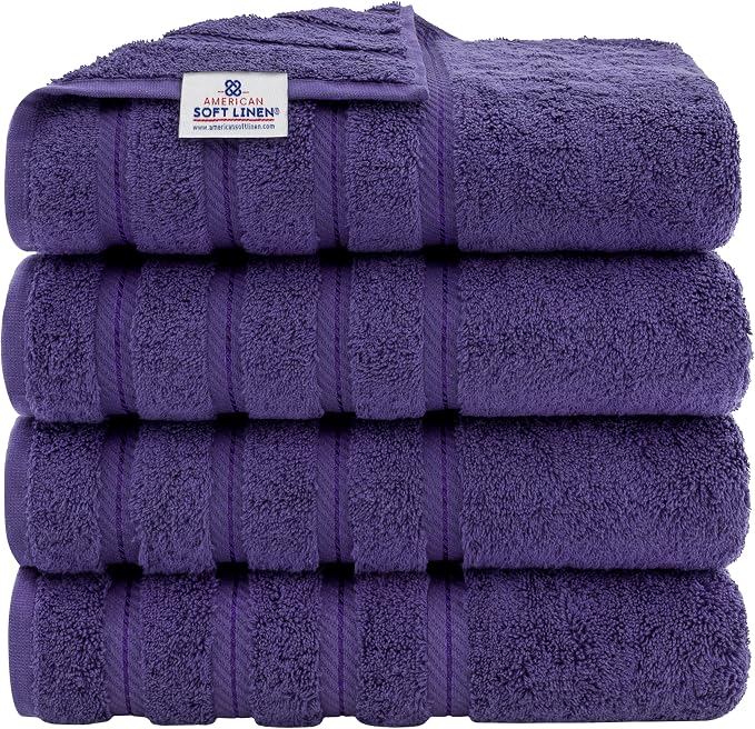 American Soft Linen 100% Cotton Luxury Turkish Towels, 4 PC Bath Towel Set | Soft Absorbent Quick Dry OEKO Tex Standard 100 Certificated Durable Machine Washable Premium Hotel Quality