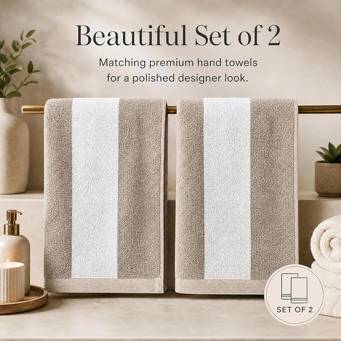 Decorative Hand Towels Set of 2 - Soft Boho Cotton for Bathroom or Kitchen | Absorbent, Lightweight and Quick Drying - Perfect to Elevate Any Bath Decoration at Home