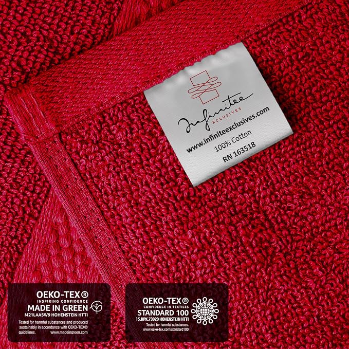Infinitee Xclusives 100% Cotton Luxury Wash Cloths for Showering - 12 Pack | Washcloths [13x13] - Soft and Absorbent Face Towels for Bathroom Wash Clothes - Gym, Spa & Hotel Use