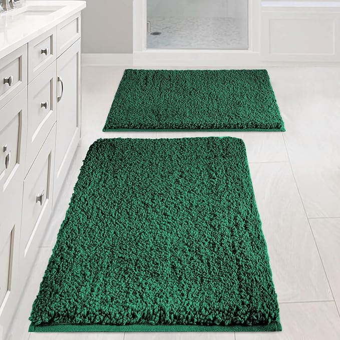 Bathroom Rugs Sets 2 Piece Non Slip Washable Bath Mat Set | Soft Absorbent bathroom mat set Microfiber bathroom floor mat Rubber Backed bath rug set for Floor, Tub and Shower