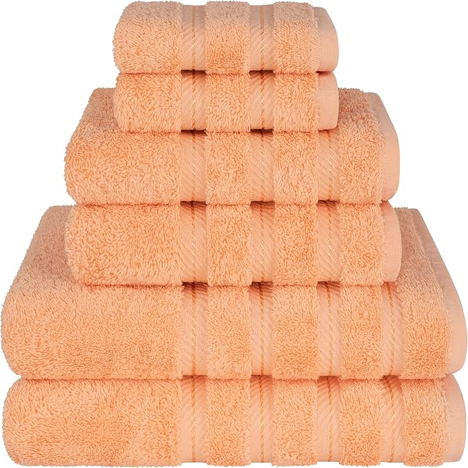 American Soft Linen 100% Cotton Luxury Turkish Towels, 6 Piece Towel Set | Soft Absorbent Quick Dry OEKO Tex Standard 100 Certificated Durable Machine Washable Premium Hotel Quality