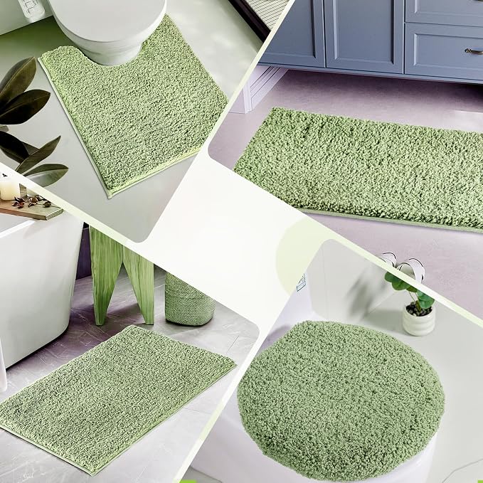 Bathroom Rugs Sets 2 Piece Non Slip Washable Bath Mat Set | Soft Absorbent bathroom mat set Microfiber bathroom floor mat Rubber Backed bath rug set for Floor, Tub and Shower