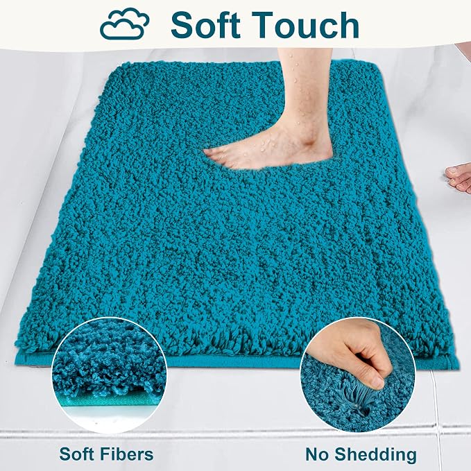Bathroom Rugs Sets 2 Piece Non Slip Washable Bath Mat Set | Microfiber bath rug set with toilet mats for bathroom , Soft Absorbent toilet rug set TPR Rubber Backed bathroom floor mat