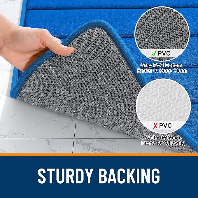 OLANLY Memory Foam Large Bath Mat 40x32, Super Soft Absorbent Bathroom Rugs | Royal Blue, Quick Dry Bath Rug, Machine Washable Shower Floor Mats, Bathmat Carpet for Bathroom Floor, Tub and Shower