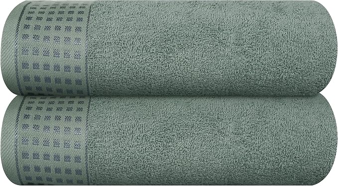 GLAMBURG 100% Cotton 2 Pack Oversized Bath Towel Set 28x55 Inches, Ultra Soft Highly Absorbant Compact Quickdry & Lightweight Large Bath Towels, Ideal for Gym Travel Camp Pool - Jade