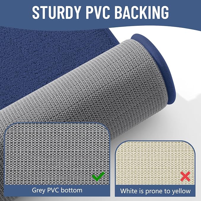 Smiry Memory Foam Bath Mat 34x21, Extra Soft Absorbent Bathroom Rugs | Navy Blue Quick Dry, Machine Washable Bath Mats for Bathroom, Shower, Tub and Home Decor Accessories
