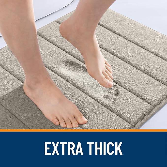 OLANLY Memory Foam Large Bath Mat 70x46, Super Soft Absorbent Bathroom Rugs | Warm Taupe, Quick Dry Bath Rug, Machine Washable Shower Floor Mats, Bathmat Carpet for Bathroom Floor, Tub and Shower