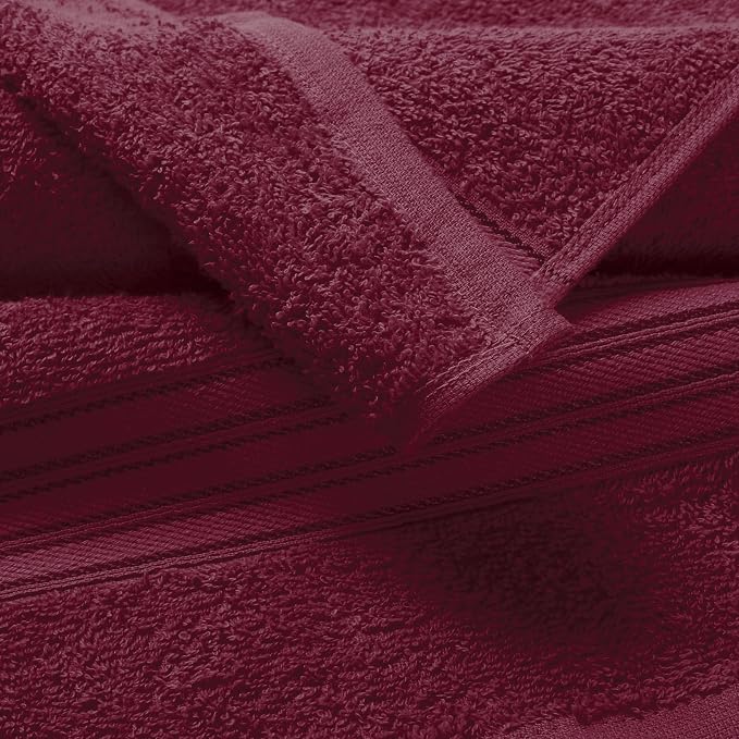 BOUTIQUO Ultra Soft Cotton Washcloths, Contains 12 Piece Face Cloths 12x12 inch, Ideal for Everyday use Face Towels, Compact & Lightweight Multi Purpose Washcloths - Burgundy