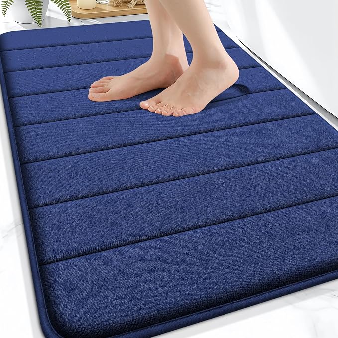 OLANLY Memory Foam Bath Mat 30x20, Super Soft and Absorbent Bathroom Rugs | Twilight Sapphire, Quick Dry Bath Rug, Machine Washable Shower Floor Mats, Bathmat Carpet for Bathroom Floor, Tub and Shower