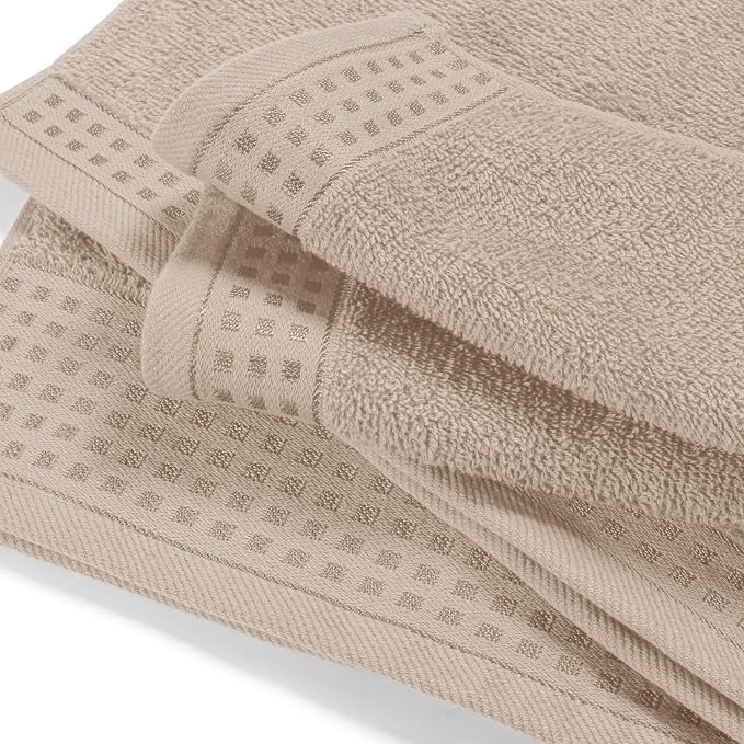 GLAMBURG 100% Cotton Oversized 2 Pack Bath Sheets 35x70, Ultra Soft Highly Absorbant Compact Quickdry & Lightweight Large Bath Sheet Set, Ideal for Gym Travel Camp Pool - Tan