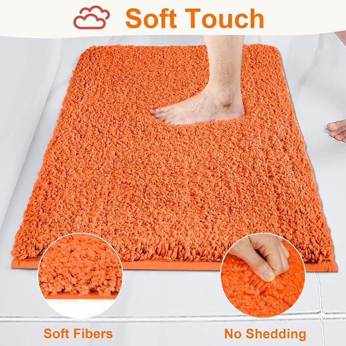 Bathroom Rugs Sets 2 Piece Non Slip Washable Bath Mat Set | Soft Absorbent bathroom mat set Microfiber bathroom floor mat Rubber Backed bath rug set for Floor, Tub and Shower