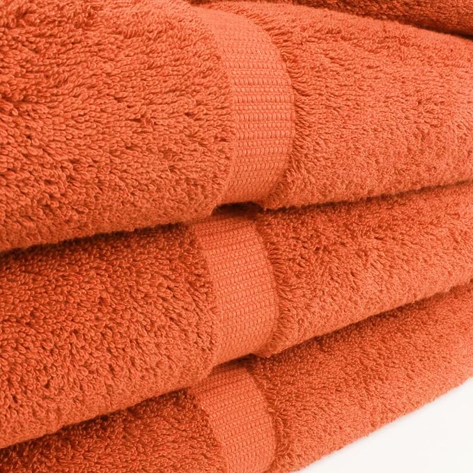 Chakir Turkish Linens 100% Cotton 4-Pack Bath Towels 30x60, Coral | 100% cotton bath towels, 30x60 extra large, OEKO-TEX certified, soft plush and absorbent