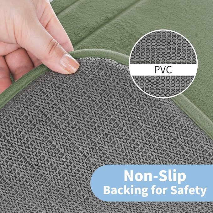 Cupic Cupid Memory Foam Bath Mat 24"×20", U-Shaped Bathroom Rugs，Sage Green | Soft Touch, Cushioned Comfort, Non Slip Bathroom Mat, Super Absorbent & Quick Dry, Machine Washable for Shower, Tub & Vanity
