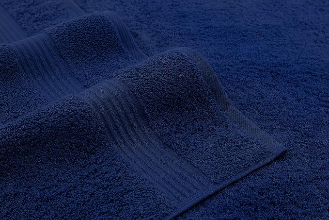 American Veteran Towel, 100% Cotton Turkish Bath Towels for Bathroom 4 Pack, 27x54 Extra Large Premium Soft Drying Bathroom Towels, Navy Blue