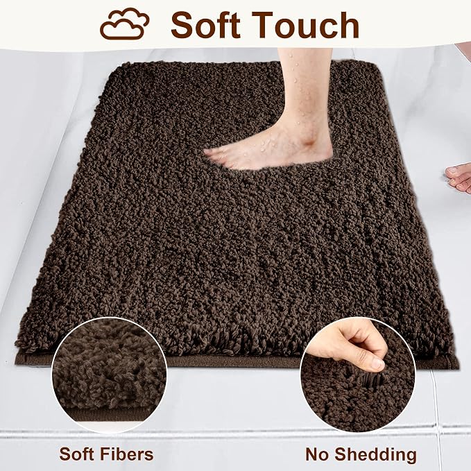 Bathroom Rugs Sets 2 Piece Non Slip Washable Bath Mat Set | Soft Absorbent bathroom mat set Microfiber bathroom floor mat Rubber Backed bath rug set for Floor, Tub and Shower