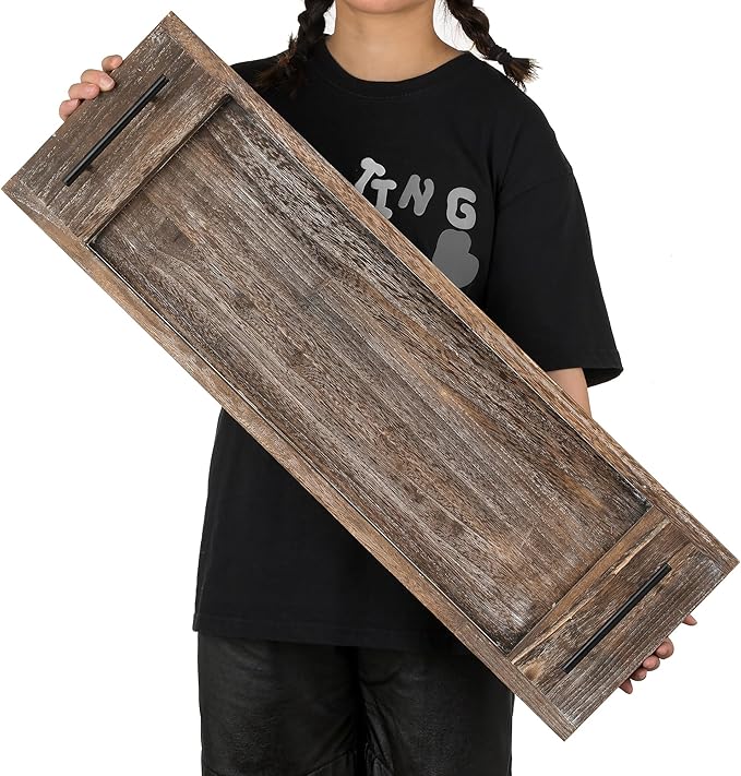 Hanobe Bathtub Tray Bath Caddy: Wood Bath Tub Trays Table Board - Rustic Bathtub Shelf Across Tub - Long Wooden Serving Tray with Handles for Bathroom, 31"