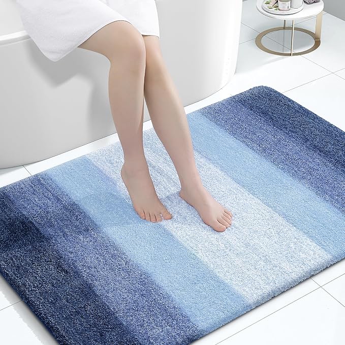 OLANLY Large Bathroom Rugs 44x32, Extra Soft Absorbent Microfiber Bath Rugs | Navy, Non-Slip Quick-Drying Rubber Backing, Machine Washable Plush Bath Mat for Floor, Tub and Shower, Home Decor Accessories