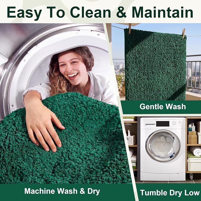 Bathroom Rugs Sets 2 Piece Non Slip Washable Bath Mat Set | Soft Absorbent bathroom mat set Microfiber bathroom floor mat Rubber Backed bath rug set for Floor, Tub and Shower