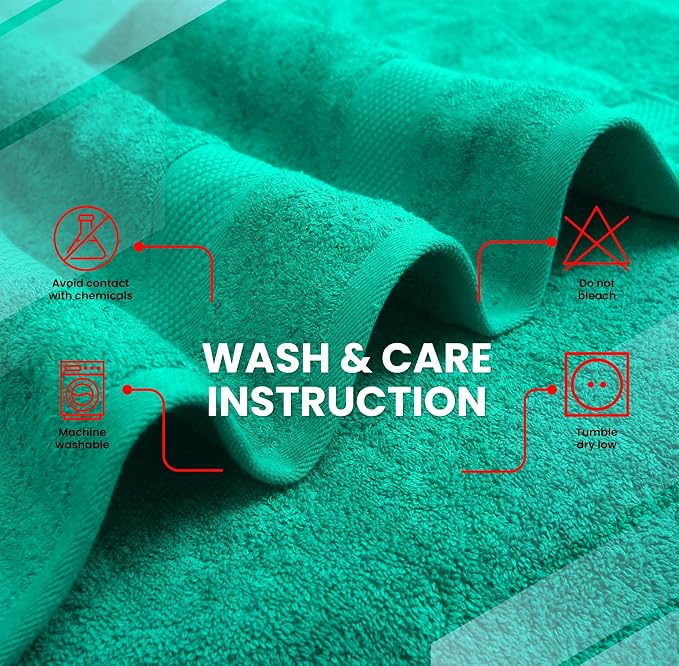 Infinitee Xclusives 100% Cotton Bath Towel Set – 8 Piece Bathroom Towel Set | (2 Bath Towels, 2 Hand Towels, 4 Washcloths) – Soft & Absorbent Towels for Bathroom - Gym, Shower, Spa & Hotel Use