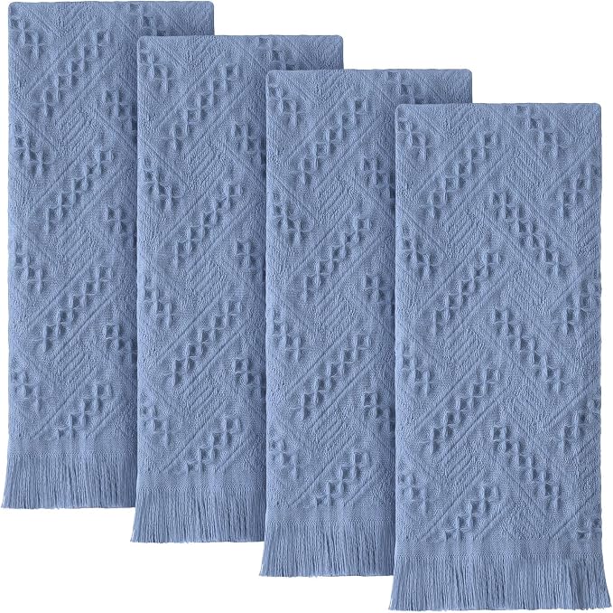HunnmingRe 21 Pack Boho Hand Towel for Kitchen,Dusty Blue | 14x30 Inch, 100% Turkish Cotton, Summer Boho Decorative ,Towel Waffle ,Farmhouse Decor ,Absorbent Soft ,Guest Gift