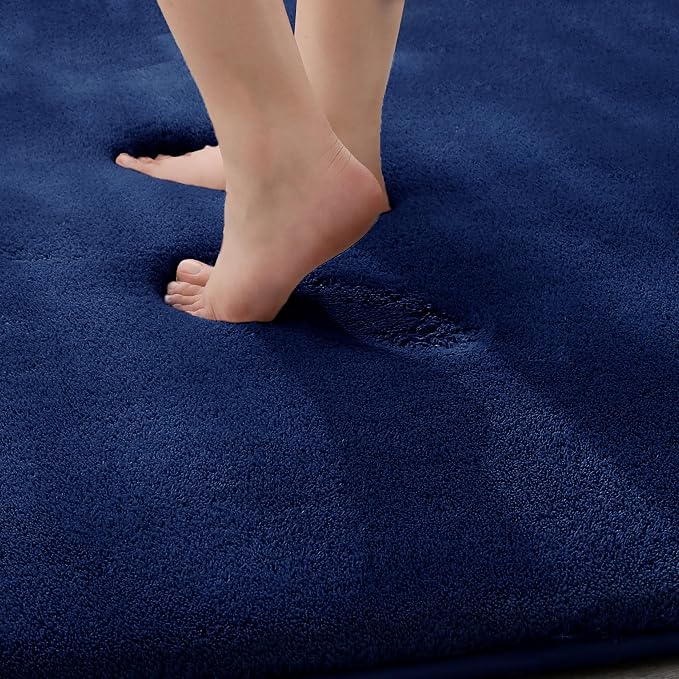 MINIDEAR Bathroom Rugs 36x24 Navy Blue - Thick Memory Foam Bath Mat, Ultra Soft & Plush Fluffy, Non-Slip, Quick Dry, Absorbent Washable Floor Microfiber Mat for, Tub, Home Decor Accessories