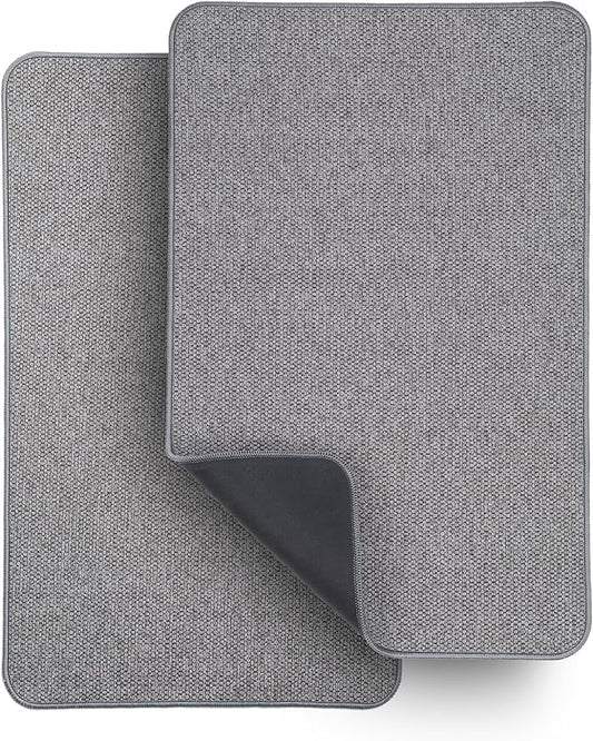 Bath Mat,Ultra Thin Bathroom Rugs,Rubber Bath Mats for Bathroom,Bath rugs | Non Slip,Quick Dry,Machine Washable,Low Pile,Absorbent,Shower Outside,Sink,Bathroom Decor Accessories.Grey,17x27Inch(2 Pack)